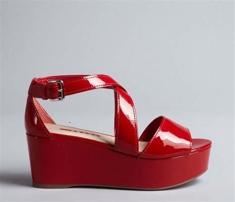 red wood platform shoes with fake fruit|red platform sandals.